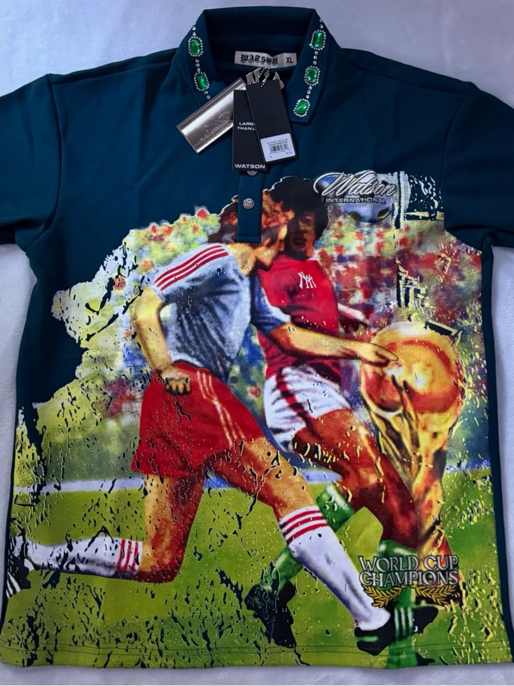 Men's Dark Teal Graphic World Cup Polo